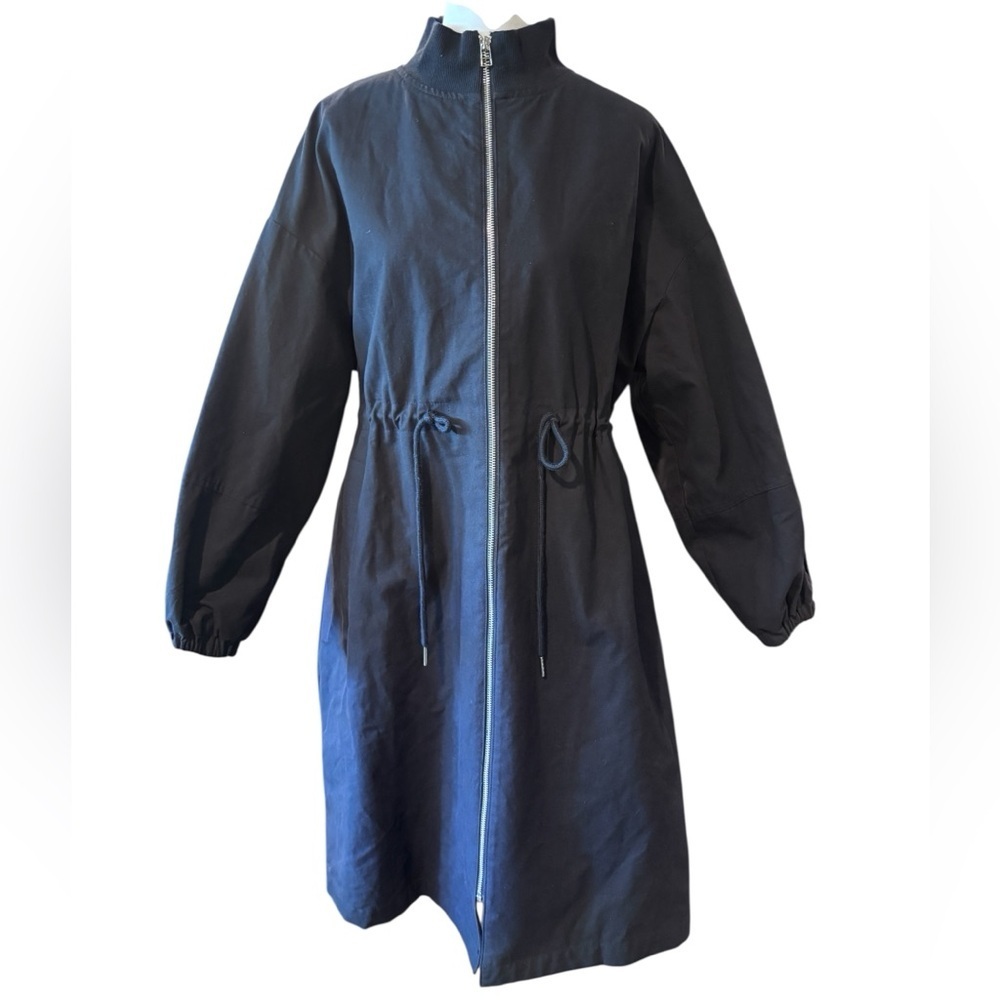 The Korner Navy Zip Front Utility Jacket Dress Drawstring Waist XS